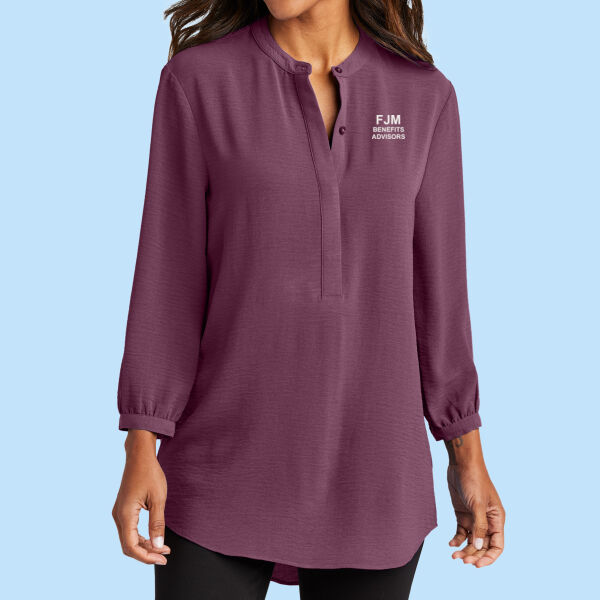 FJM - Women's 3/4 Sleeve Textured Crepe Tunic Thumbnail
